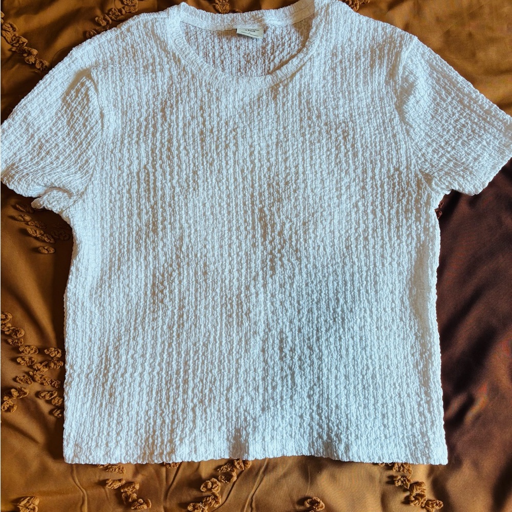 AFWhite Textured Women's Top